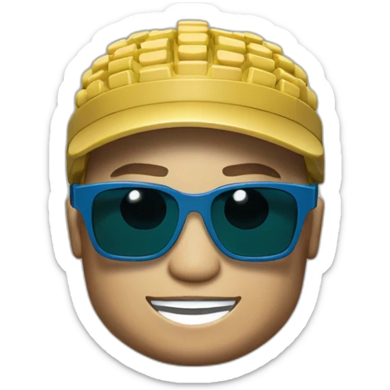 Lego head of tennis player in sport sunglasses and sport cap sticker