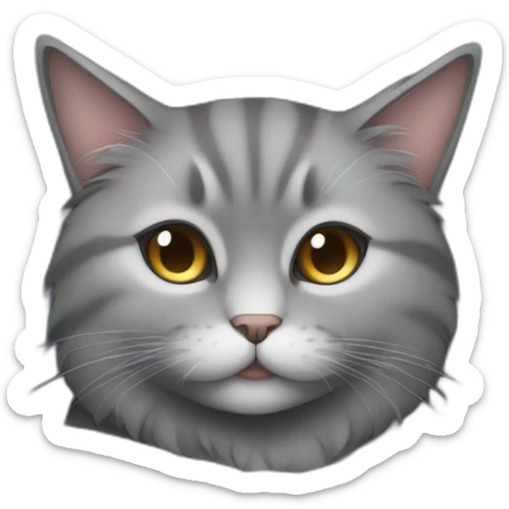 A fluffy gray cat curled up in the center of the bed The cat's eyes are closed and it is sleeping peacefully The cat's fur is soft and luxurious sticker