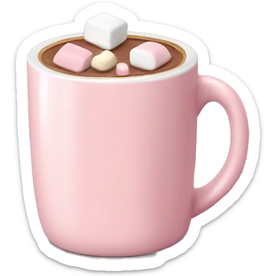 Light Pink mug of hot chocolate with marshmallows  sticker