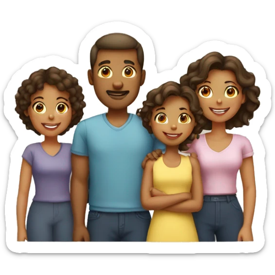a family with a man, a woman,twe boy and one girls sticker