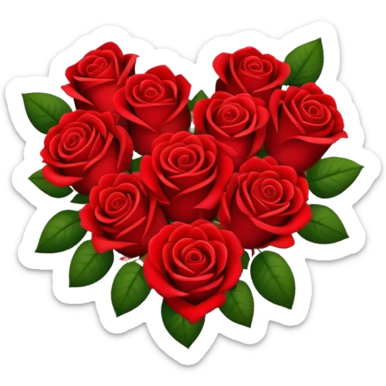 bouquet of red roses arranged in a heart shape sticker