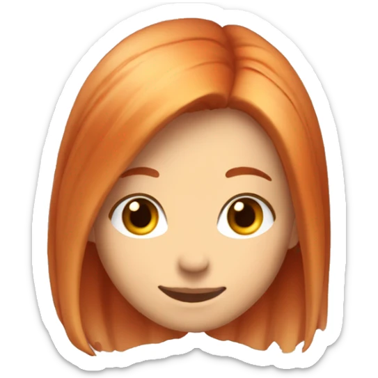 Faded dyed red hair kinda orange with blonde roots girl with long cute smile chin with chin dent smiling sticker