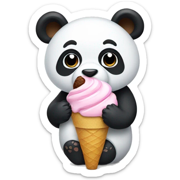 Panda eating ice cream sticker