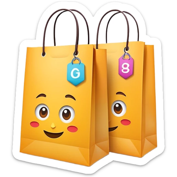 shopping bags with BOGO label, Buy One Get One Free promotion sticker