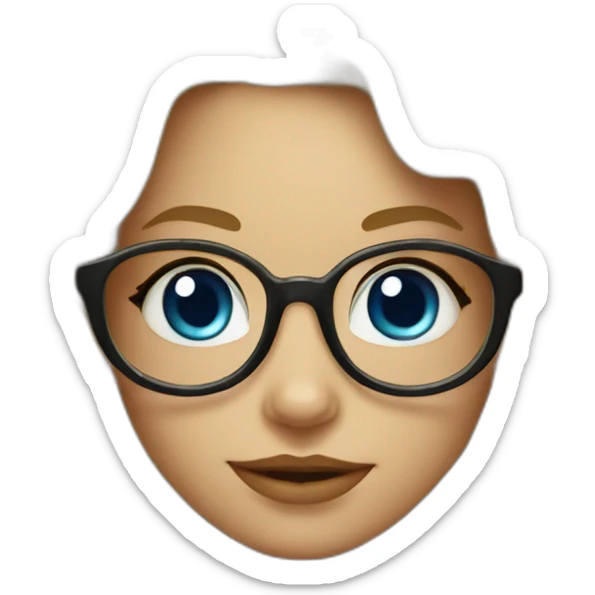 Blond girl with wavy hair, glasses, blue eyes, apple computer and arms tattoed sticker