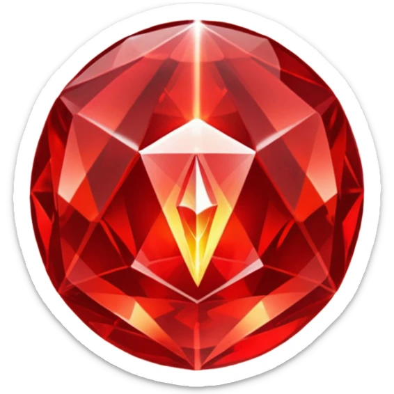 Red crystal with a red glow coming from its center. In the center of the crystal a $ sticker