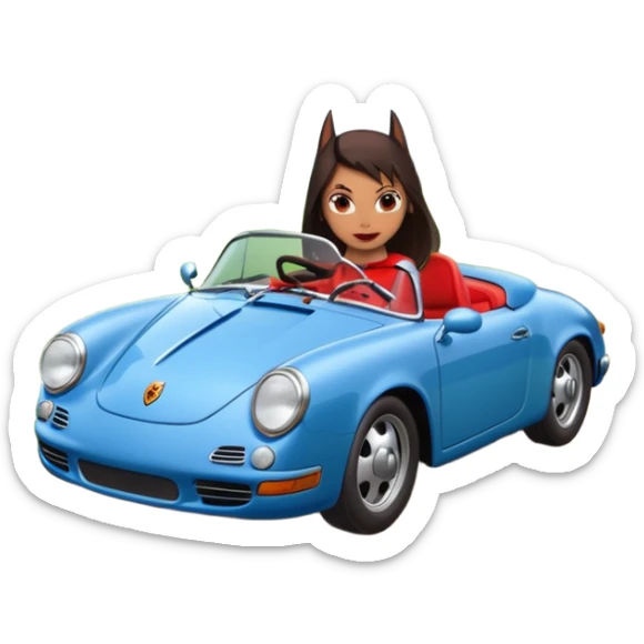 Bat Girl driving her 56 Porsche spider too fast in the country  sticker