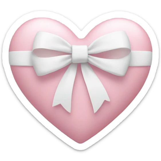 Pastel pink heart with white bow sticker