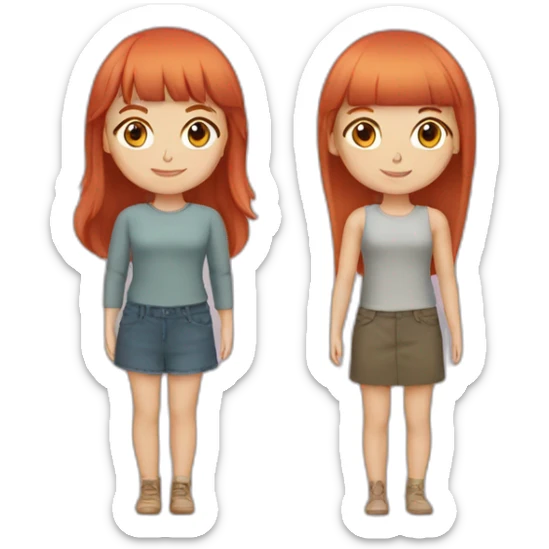 Female friends one with Long, red Hair and bangs, The other with short, blond Hair sticker