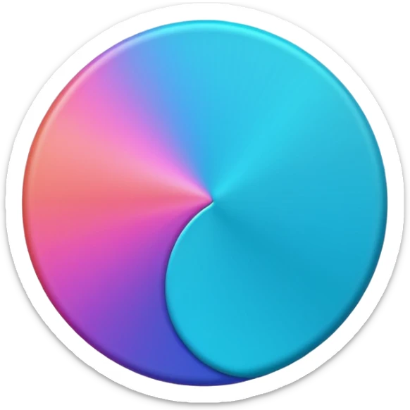 
One  Rotate 55 degree  coin color in in gradient of turquoise, blue, pink, purple, and coral sticker