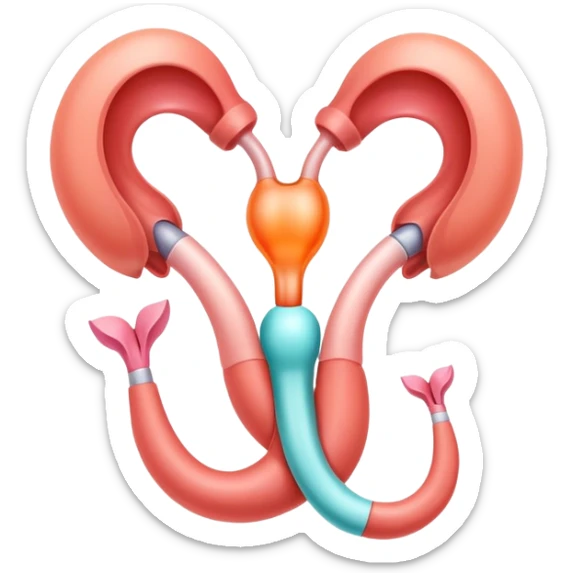 A symbolic female reproductive system with ovaries and uterus, abstract medical illustration sticker