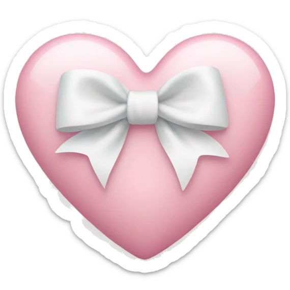 Pastel pink heart with white bow sticker