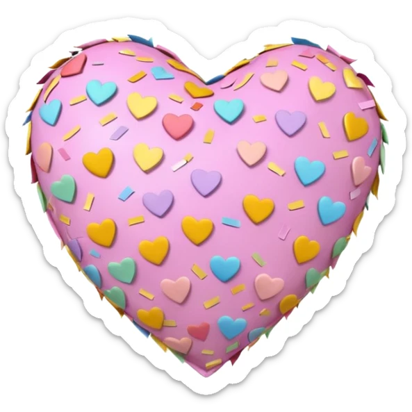 The heart is a pinata with confetti in soft pink, beige and yellow pastel light sticker