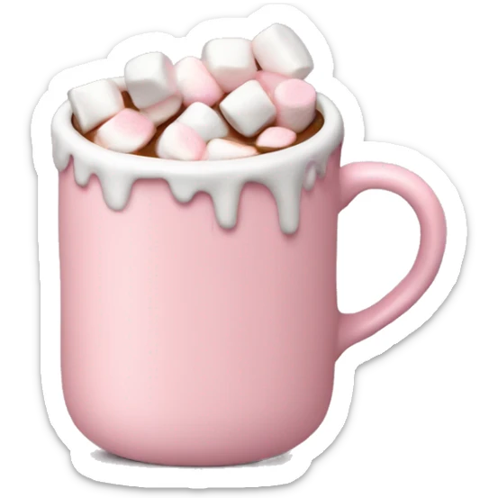 Light Pink mug of hot chocolate with marshmallows  sticker
