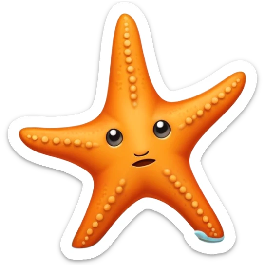 An orange starfish with a Sad face smiles as it gently moves along the ocean floor sticker