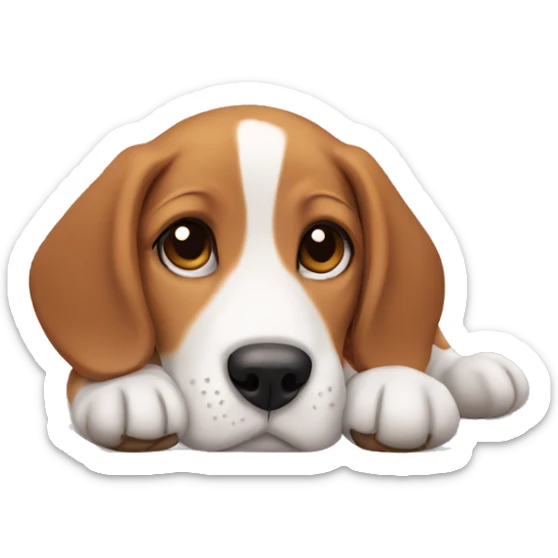 Beagle puppy laying sticker