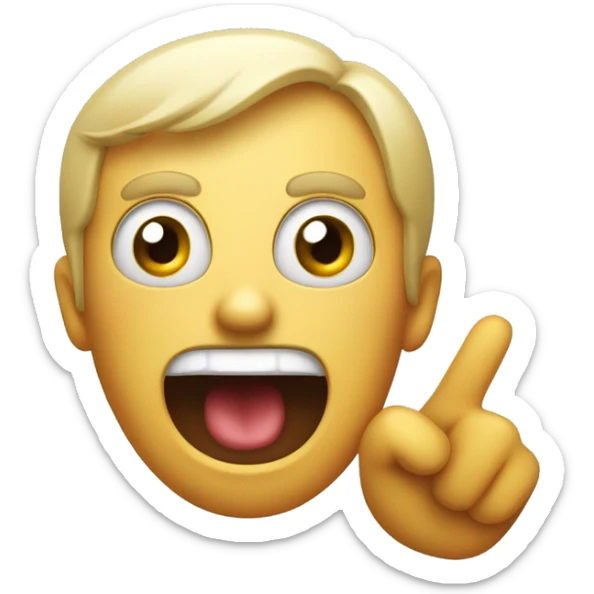 surprised open mouth with a hand shaped on the sign of horn sticker