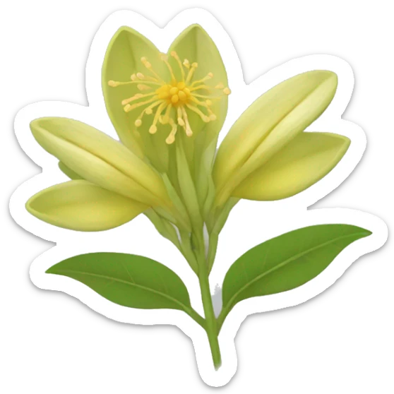 Ashwagandha flower with greenish-yellow petals and a central yellow stamens emojis sticker
