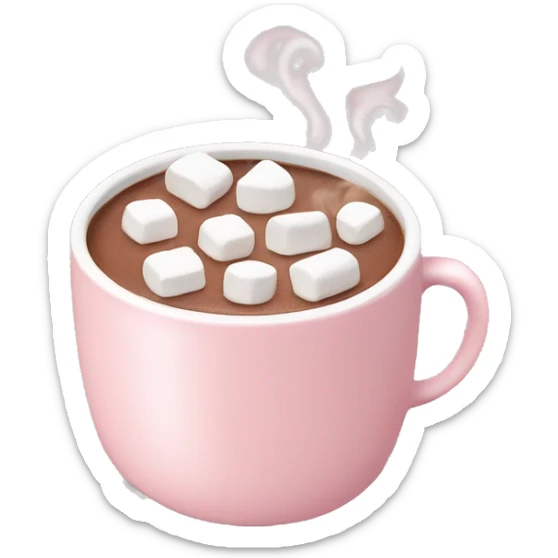 Light Pink mug of hot chocolate with marshmallows  sticker