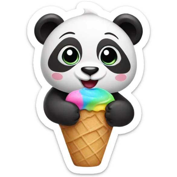 Panda eating ice cream sticker