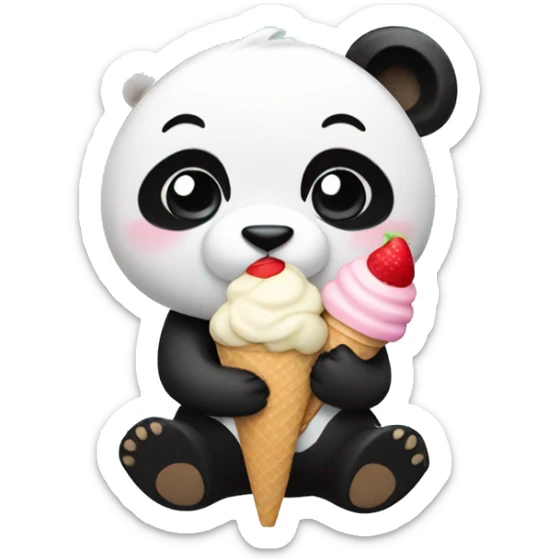 Panda eating ice cream sticker