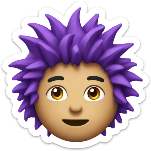 Messy, spiky purple hair emoji sticker
