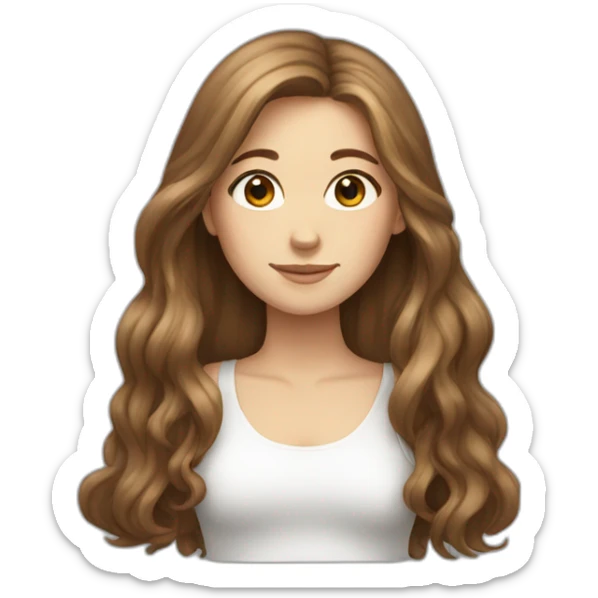 Brown long hair ,white girl  sticker