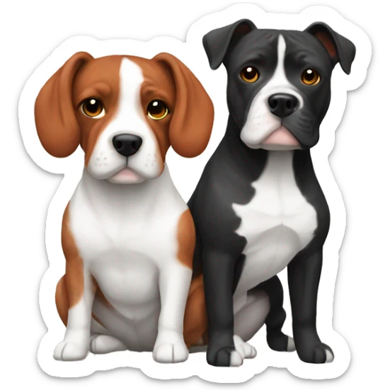 Red haired couple holding black and white English staffordshire sticker