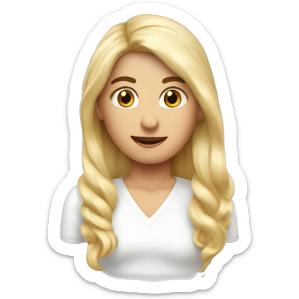 Crea un chico de tono de piel blanca rubio de pelo y que a su lado esté su novia de color de piel morena y cabello liso y de color oscuro sticker