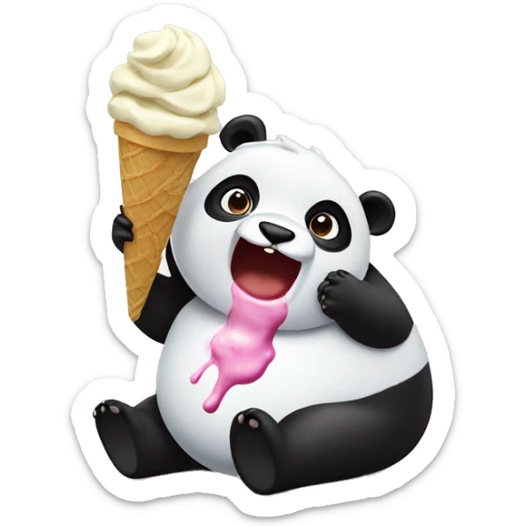 Panda eating ice cream sticker