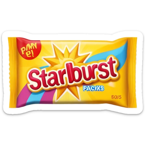 Starburst candy packet sticker