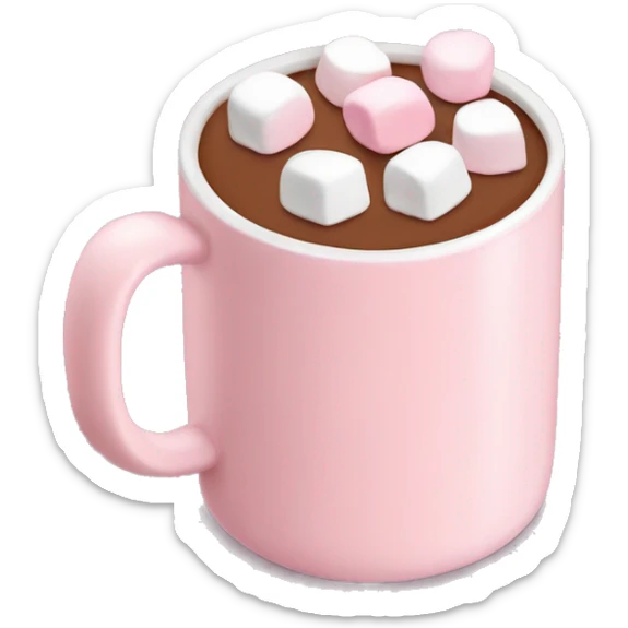 Light Pink mug of hot chocolate with marshmallows  sticker