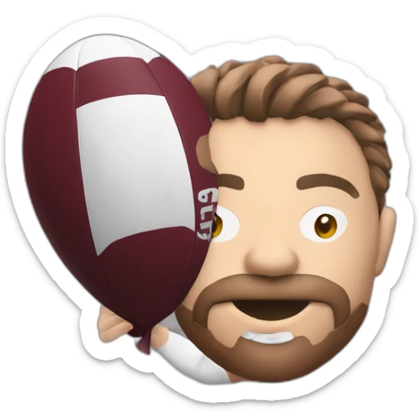 Rugbyman avec un ballon dans la main qui porte le logo du Servette rugby club  sticker