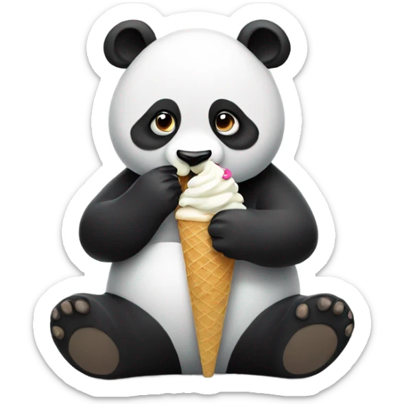 Panda eating ice cream sticker