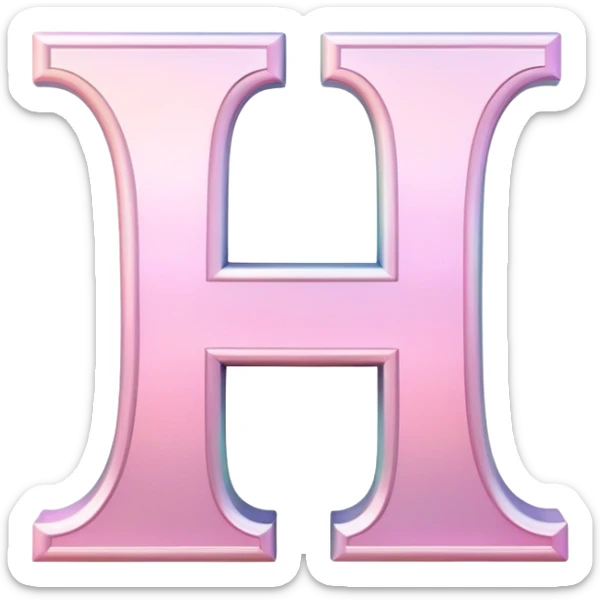 Iridescent pastel pink romantic formal elegant sophisticated cultured neat Font setting icon with letter H sticker