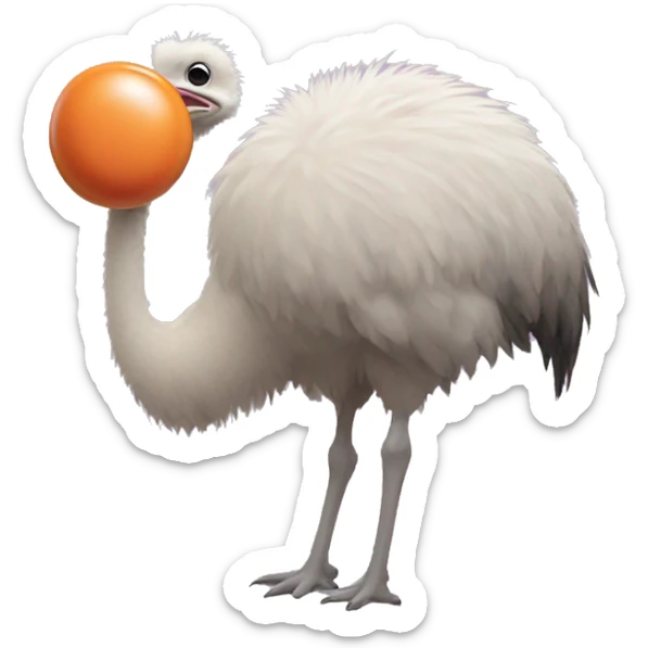 A cute ostrich eating a giant pill sticker