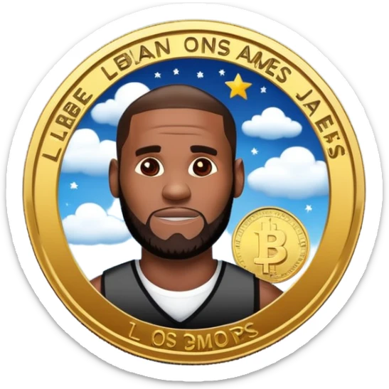 lebron james coin emoji   and text on the coin niggas in the sky  sticker