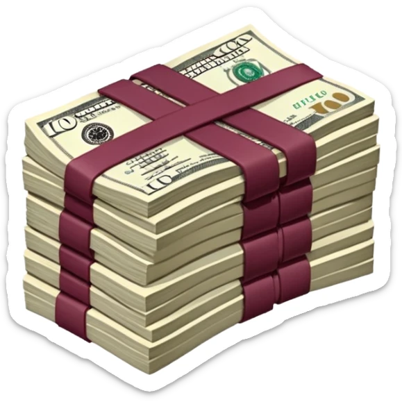 You have to make it look like the money is folded in half and there's a lot of it, these are $100 bills and they don't have a bow but a burgundy rubber band for the money. sticker