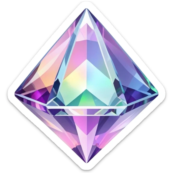 Brilliant round cut mystic quartz crystal with holographic color shifts and faceted edges sticker