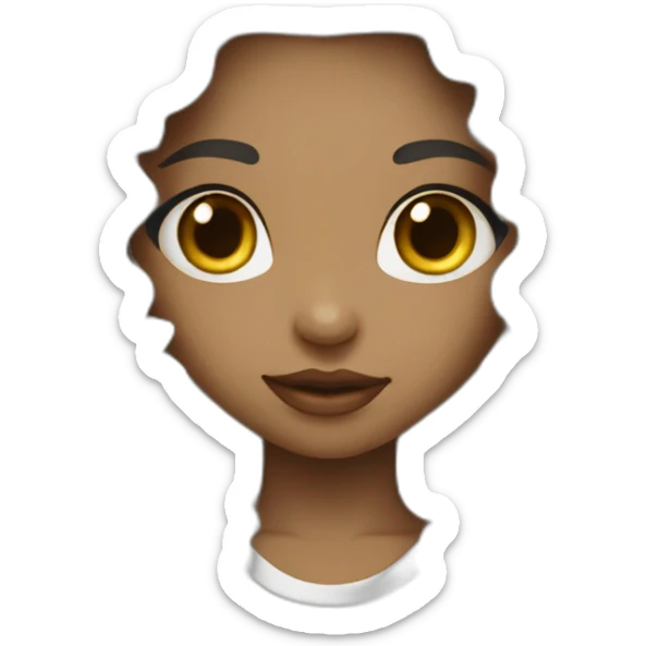 a girl with long dark brown curly hair and skin white with street wear sticker