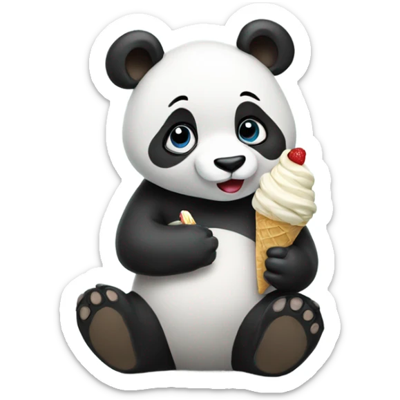 Panda eating ice cream sticker