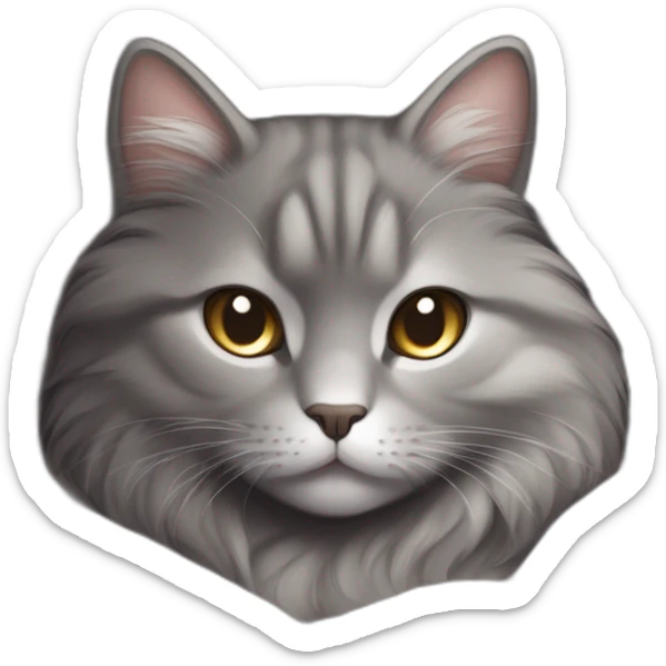 A fluffy gray cat curled up in the center of the bed The cat's eyes are closed and it is sleeping peacefully The cat's fur is soft and luxurious sticker