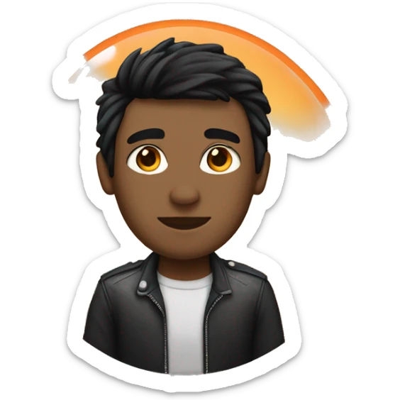 black hair with Mullet haircut shaved sizes, and orange streaks sticker