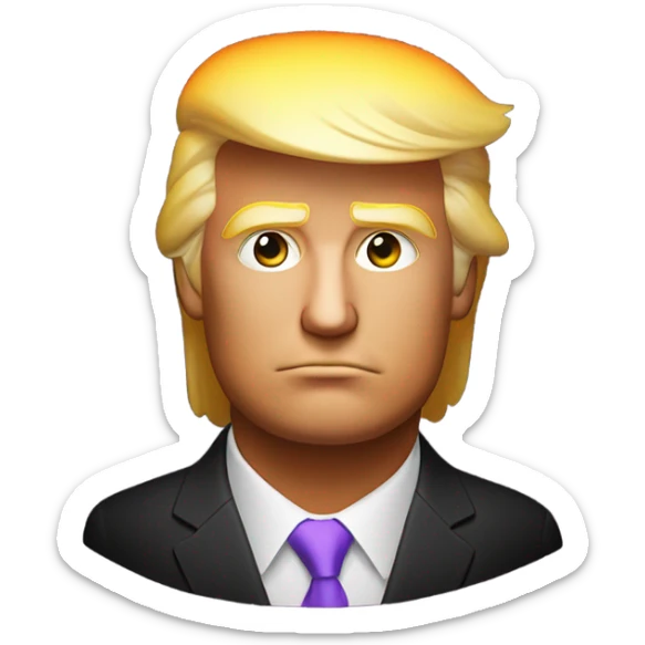 donald trump head on black background, soft warm purple, orange, yellow and violet lights sticker