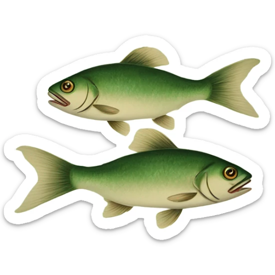 Two fish one above the other but green and beige china dish print sticker
