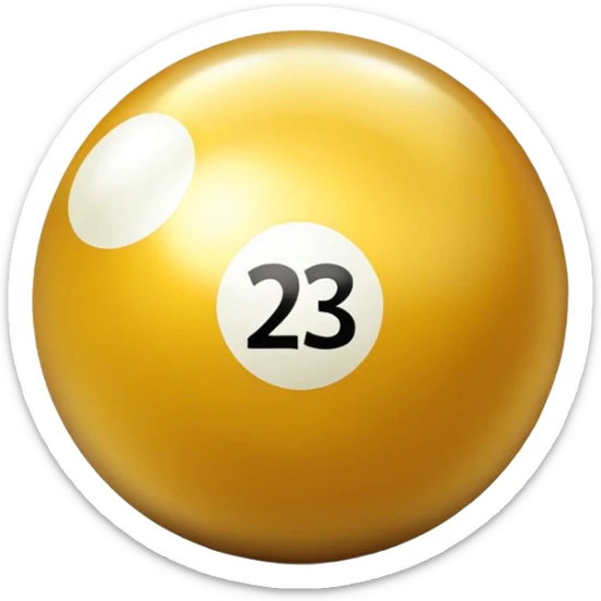 golden billiard ball with the number 23 in a shiny metallic style sticker