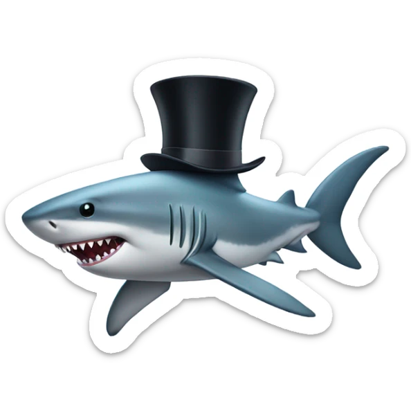 Shark with a top hat sticker
