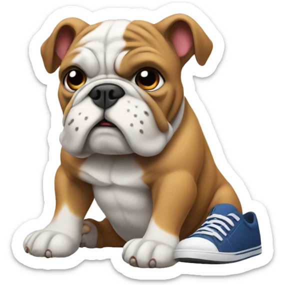 bulldog with shoes on  sticker