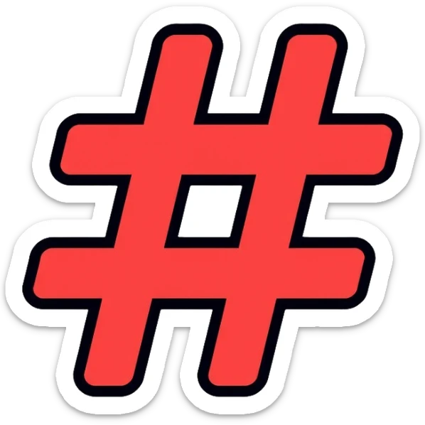 red hashtag symbol sticker