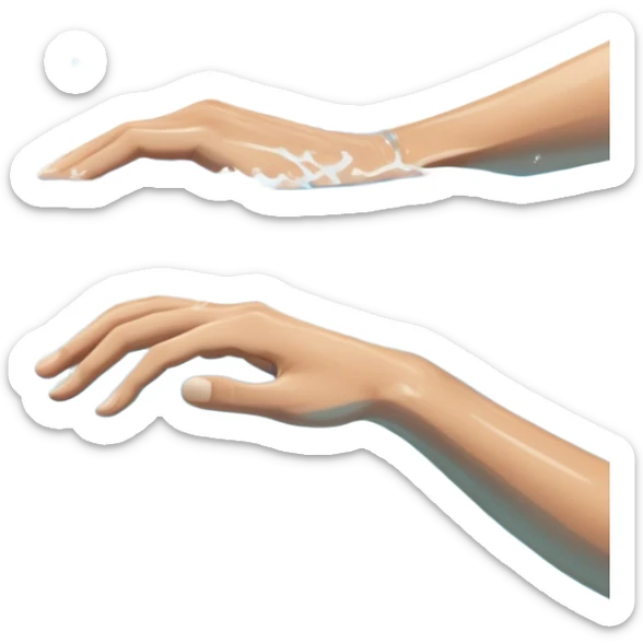 An icon showing a close-up of a swimmer’s hands cutting through the water in a pool. The swimmer is partially submerged, with water ripples and a blurred background, emphasizing the fluid motion and focus. Transparent background highlights the grace and speed of swimming sticker